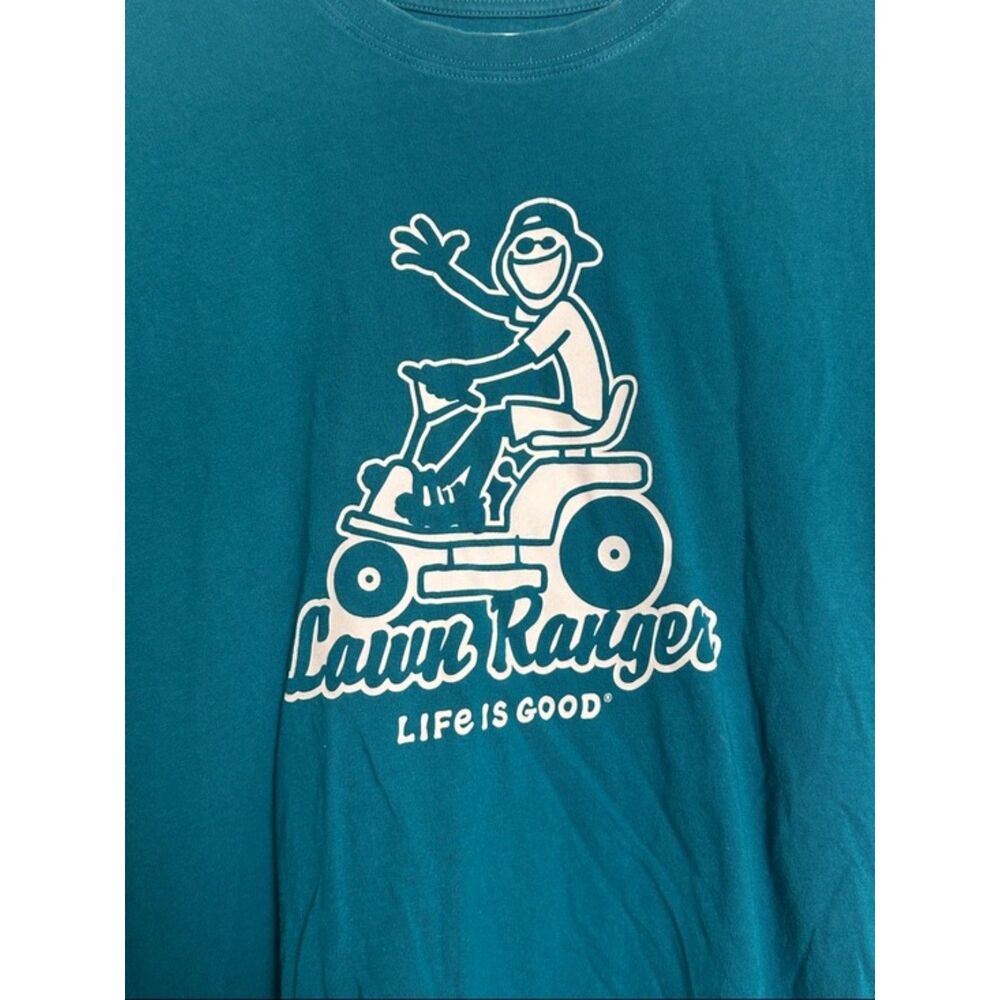 Life is Good Lawn Ranger Graphic Short Sleeve Crusher Tee Mens XL Crew Blue